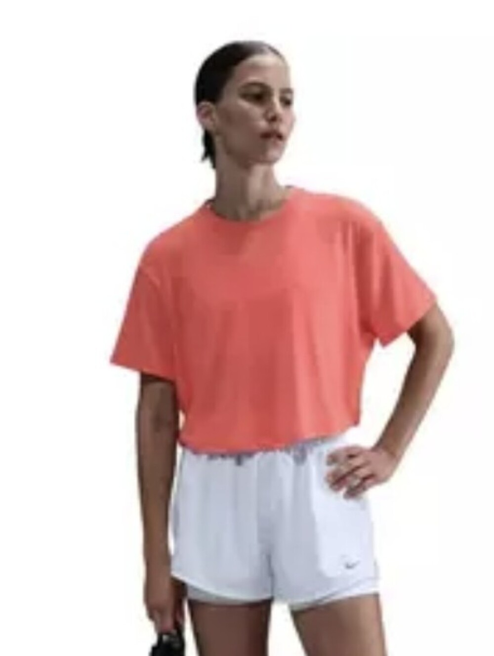 Nike Women's Relaxed Dri-FIT Cropped Coral Short-Sleeve Tee